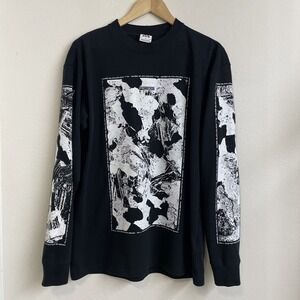 Nike ACG Long Sleeve Shirt Black White DQ4961-010 Mens Size M Print Loose Fit